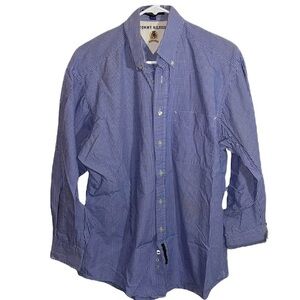 Men’s Tommy Hilfiger blue plaid cotton dress shirt neck size 15.5/32